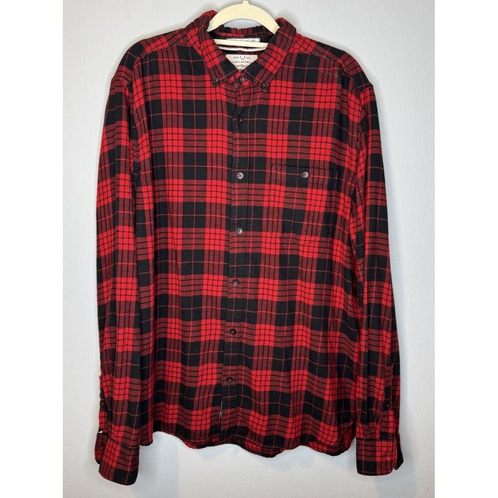 On The Road Men’s XL Red Plaid Long Sleeve Shirt Back To Nature Slim Fit